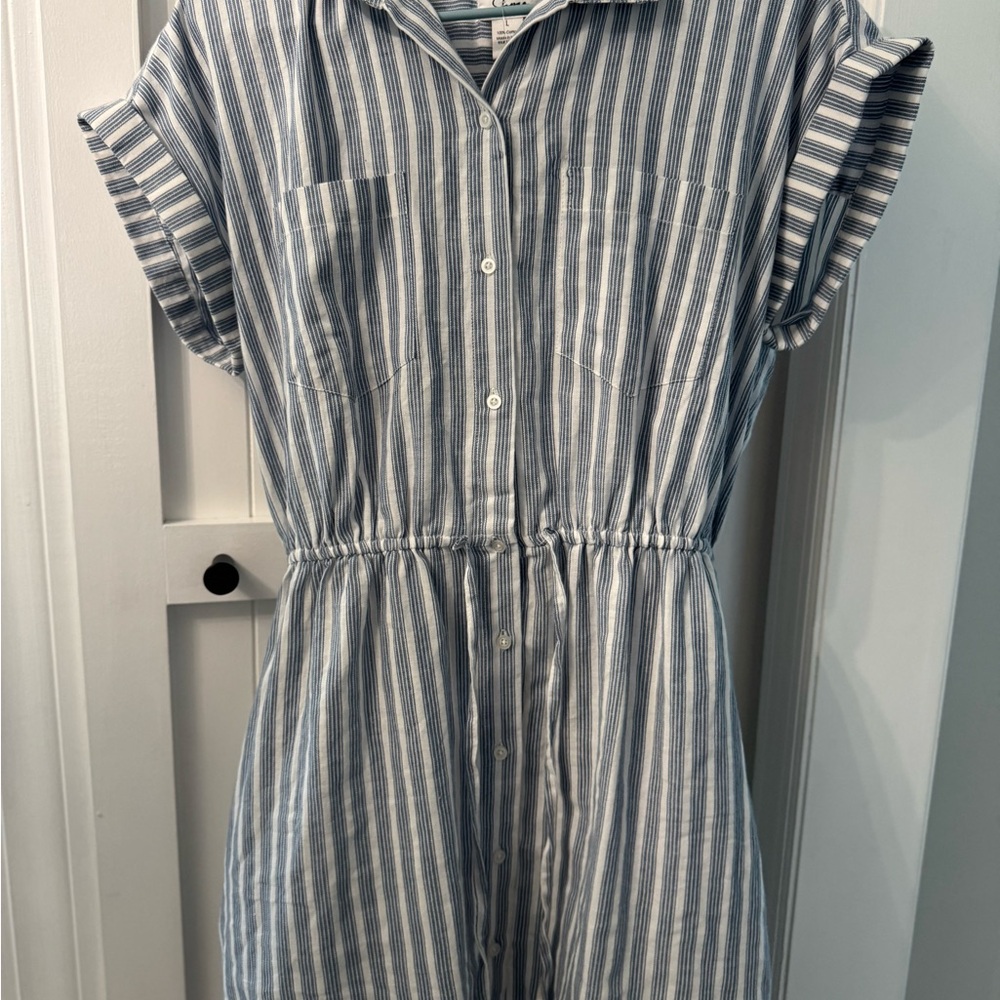Japna Striped Button-Down Midi Dress